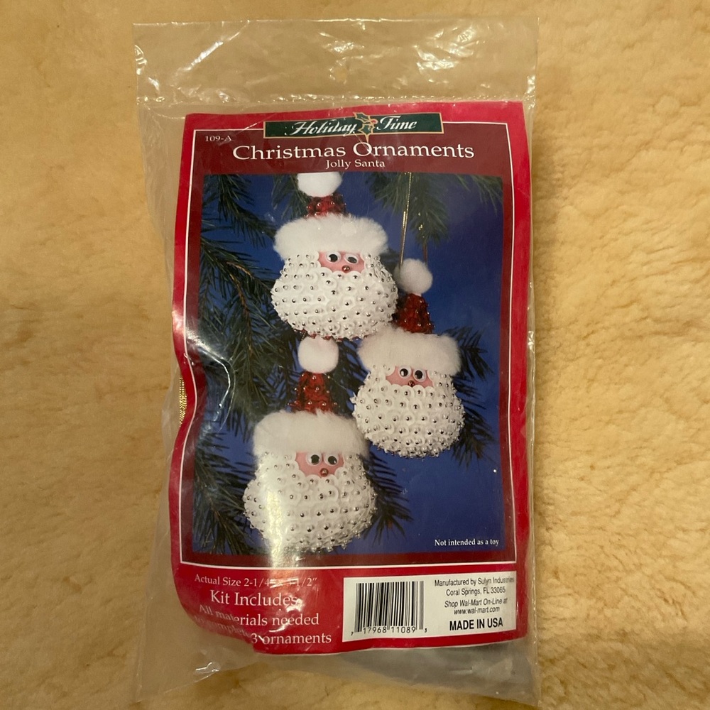 Vintage Holiday Time Jolly Santa ornament kit